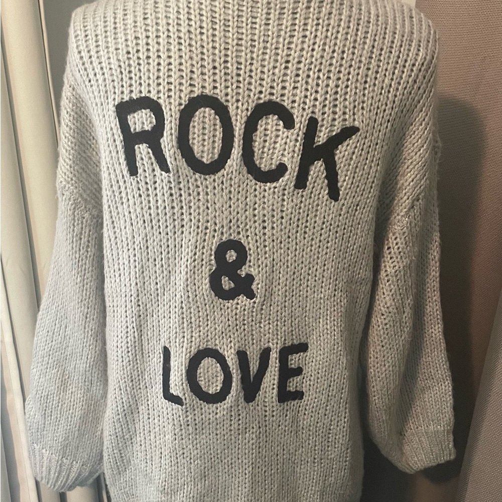 Gray cardigan rock and love
